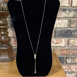 Vintage Gold Tone Zipper adjustable Lariat Necklace